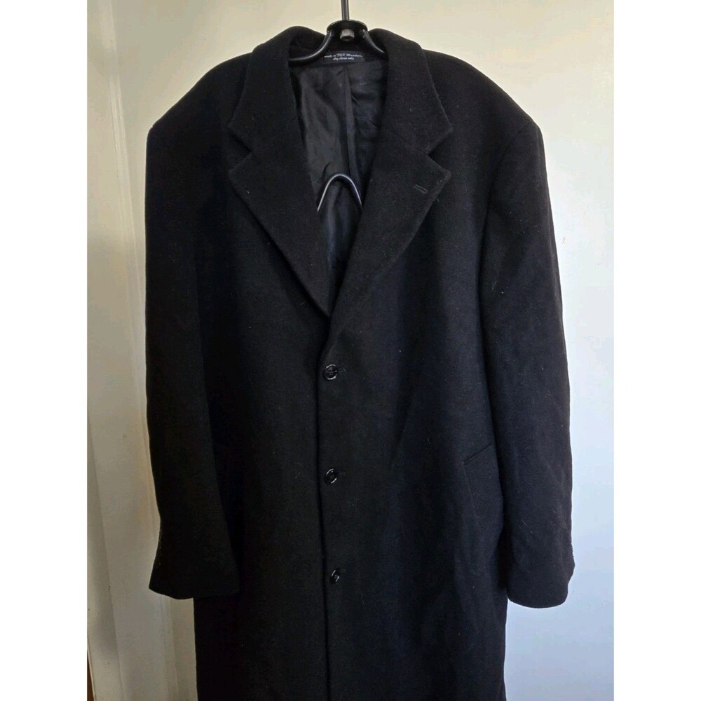 Weatherproof Coat Mens 46 L Cashmere Blend Long Black Overcoat Button Casual